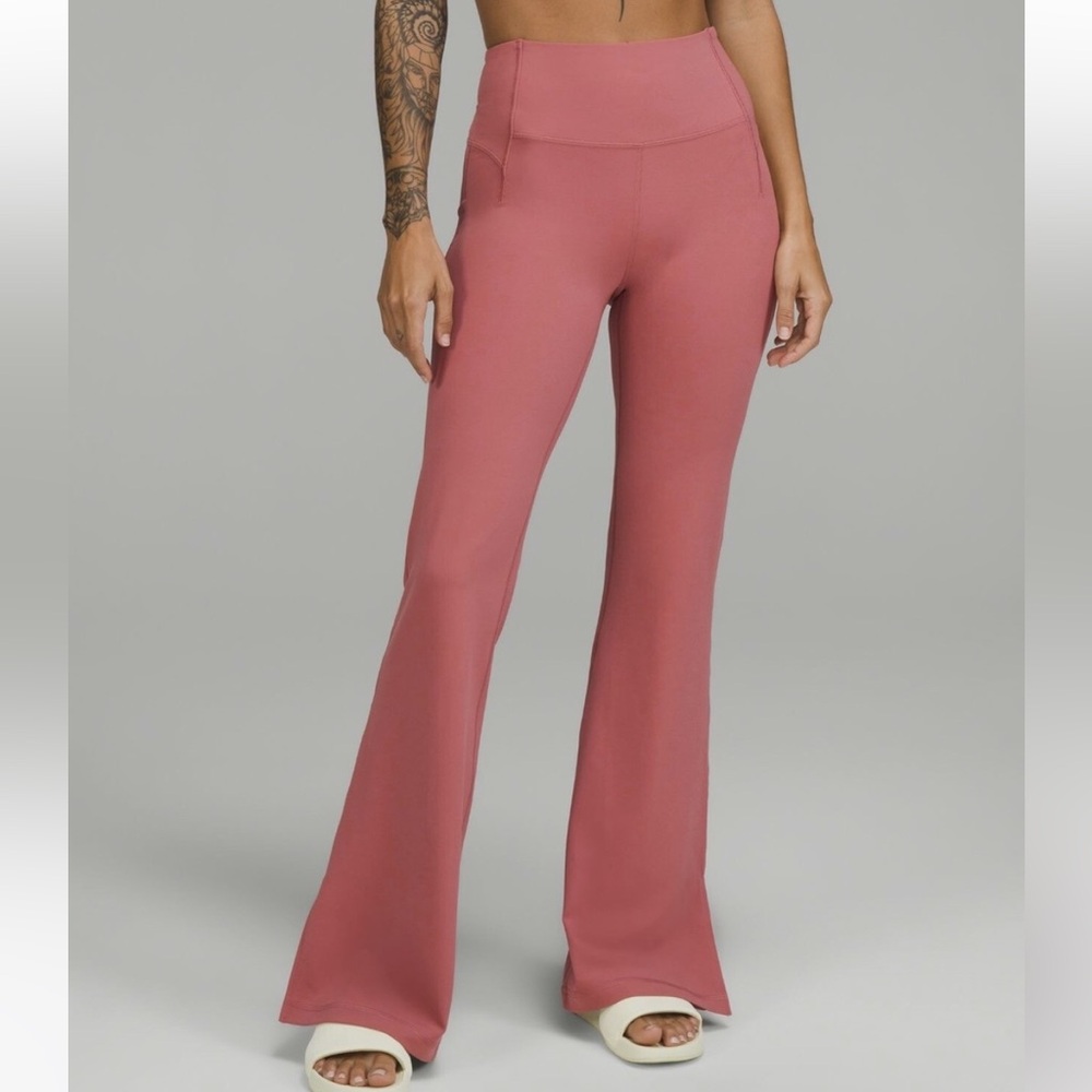 Lululemon Dusty Rose Light Pink Flare Split Hem Leggings